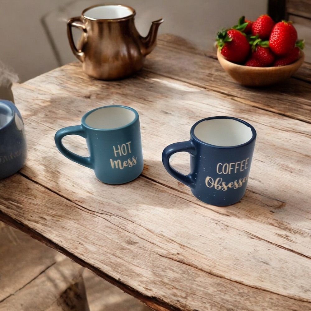 Speckled Blue Expresso Cups / Mugs